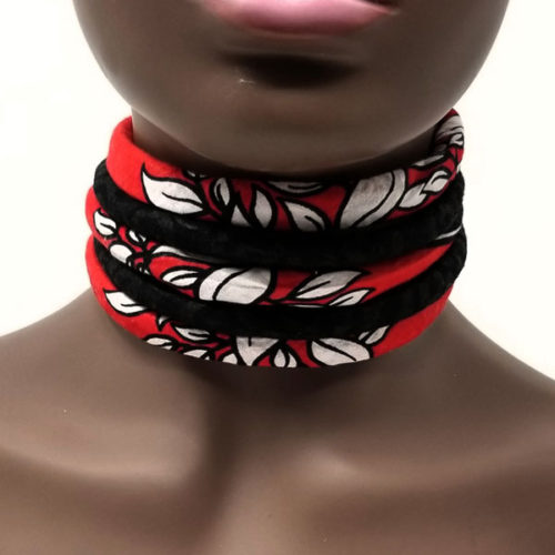 Red, Black and White 5 Cord Choker